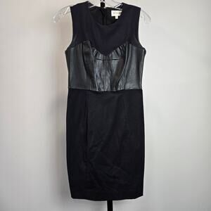 Milly Dress Black Sheath Sleeveless Lambs Leather Stretch Whimsygoth Y2K Size 2